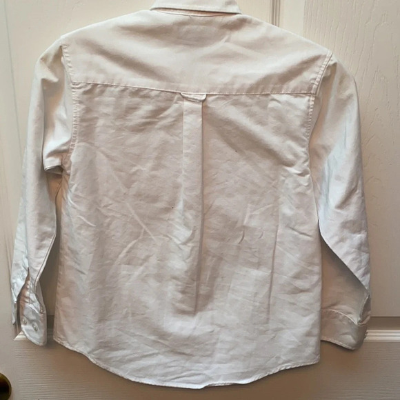 solid white button front long sleeve shirt size 8 - Picture 2 of 2